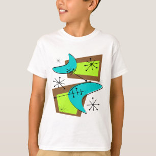 Atomzeitalter-inspiriertes Bumerang-Design T-Shirt