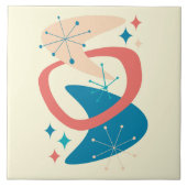 Atomzeitalter Mitte 7 Gelb, Blau, Pfirsich Fliese (Vorderseite)