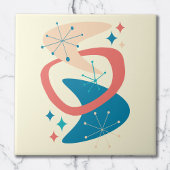 Atomzeitalter Mitte 7 Gelb, Blau, Pfirsich Fliese