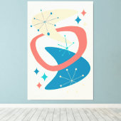 Atomzeitalter Mitte 7 Gelb, Blau, Pfirsich Leinwanddruck (Insitu (Holzboden))