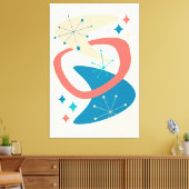 Atomzeitalter Mitte 7 Gelb, Blau, Pfirsich Leinwanddruck (Insitu (Wohnzimmer))