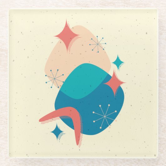 Atomzeitalter Mitte Abstrakt 17 Glasuntersetzer (Vorderseite)