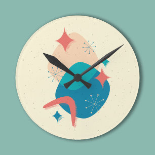 Atomzeitalter Mitte Abstrakt 17 Runde Wanduhr