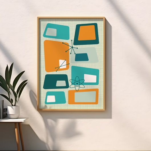 Atomzeitalter Mitte des Jahrhunderts Abstraktes Aq Poster