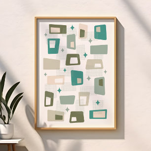 Atomzeitalter Mitte des Jahrhunderts Moderne Blöck Poster