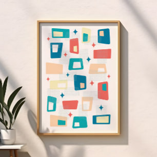 Atomzeitalter Mitte des Jahrhunderts Moderne Blöck Poster