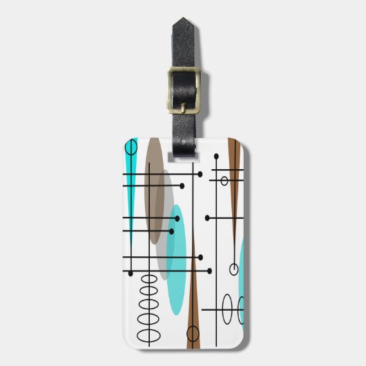 Atomzeitalter Mitte des Jahrhunderts Modernes Abst Gepäckanhänger (Vorderseite vertikal)