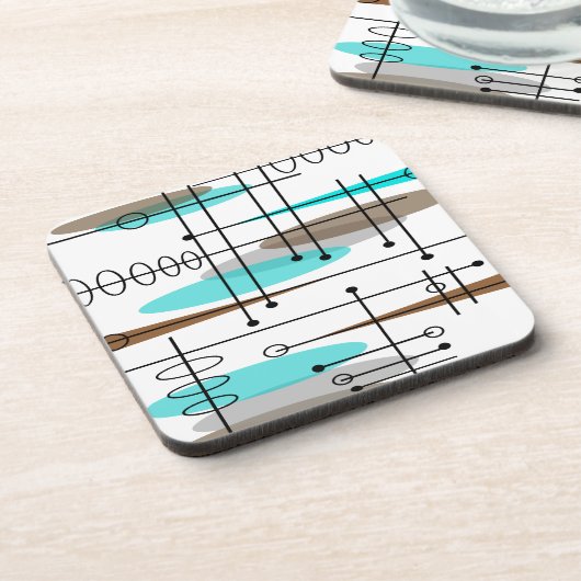 Atomzeitalter Mitte des Jahrhunderts Modernes Abst Getränkeuntersetzer (Linke Seite)