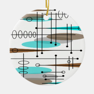 Atomzeitalter Mitte des Jahrhunderts Modernes Abst Keramikornament