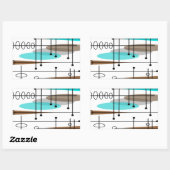Atomzeitalter Mitte des Jahrhunderts Modernes Abst Rechteckiger Aufkleber (Blatt)