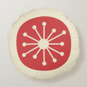 Atomzeitalter Mitte des Jahrhunderts Modernes Nied Rundes Kissen