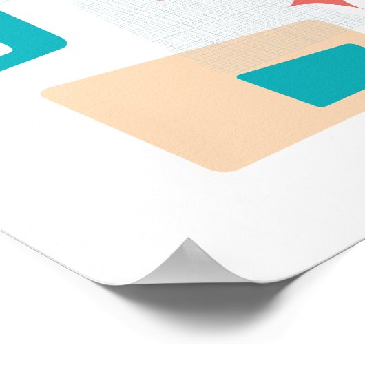 Atomzeitalter Mitte Jahrhundert Moderne Blöcke Blu Poster (Ecke)