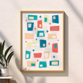 Atomzeitalter Mitte Jahrhundert Moderne Blöcke Blu Poster