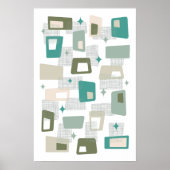 Atomzeitalter Mitte Jahrhundert Moderne blockiert  Poster (Vorne)