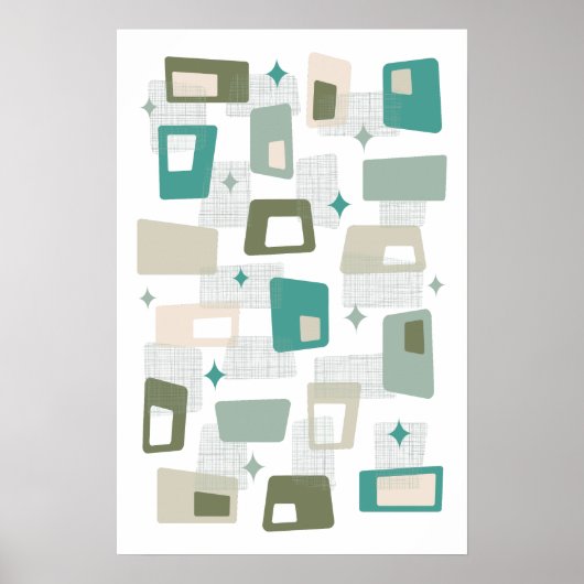 Atomzeitalter Mitte Jahrhundert Moderne blockiert Poster (Vorne)