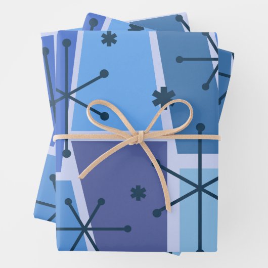 Atomzeitalter Pop Art Blue Geschenkpapier Set (Beispiel)