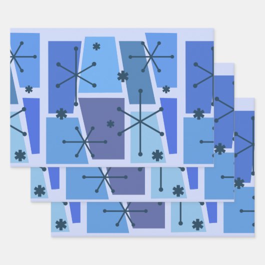 Atomzeitalter Pop Art Blue Geschenkpapier Set (Set)