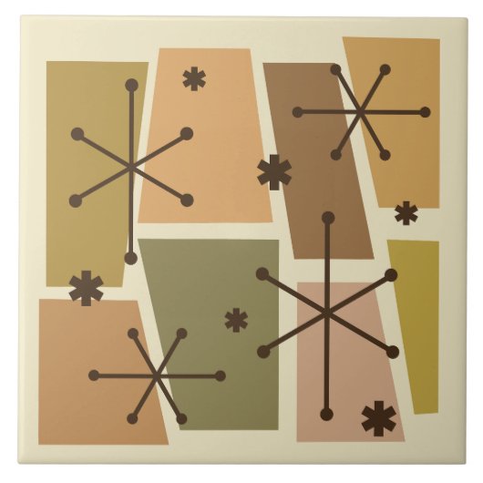 Atomzeitalter Pop Art Brown Fliese (Vorderseite)
