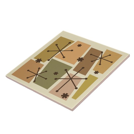 Atomzeitalter Pop Art Brown Fliese (Seite)
