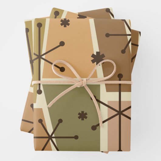 Atomzeitalter Pop Art Brown Geschenkpapier Set (Beispiel)