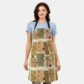 Atomzeitalter Pop Art Brown Schürze (Getragen)