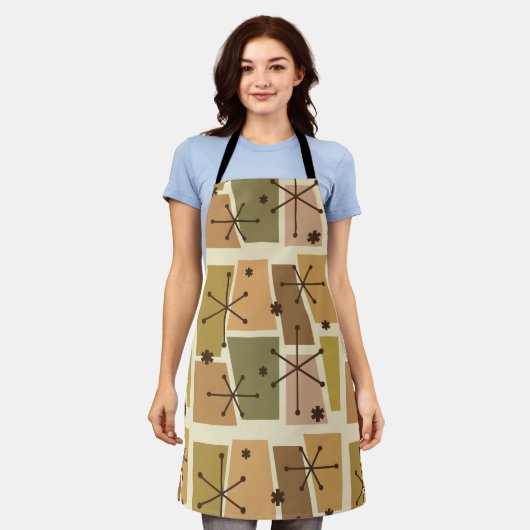 Atomzeitalter Pop Art Brown Schürze (Getragen)