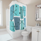 Atomzeitalter Pop Türkis Duschvorhang (Beispiel)