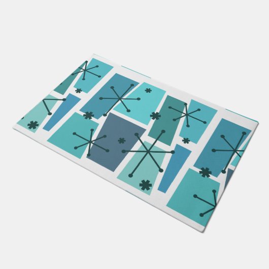 Atomzeitalter Pop Türkis Fußmatte (Schrägansicht)