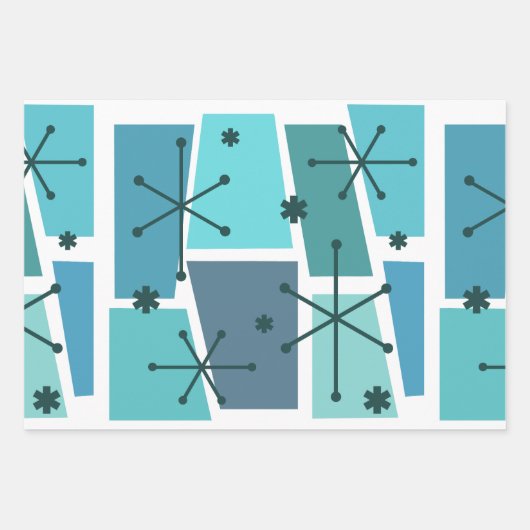 Atomzeitalter Pop Türkis Geschenkpapier Set (Vorderseite 3)