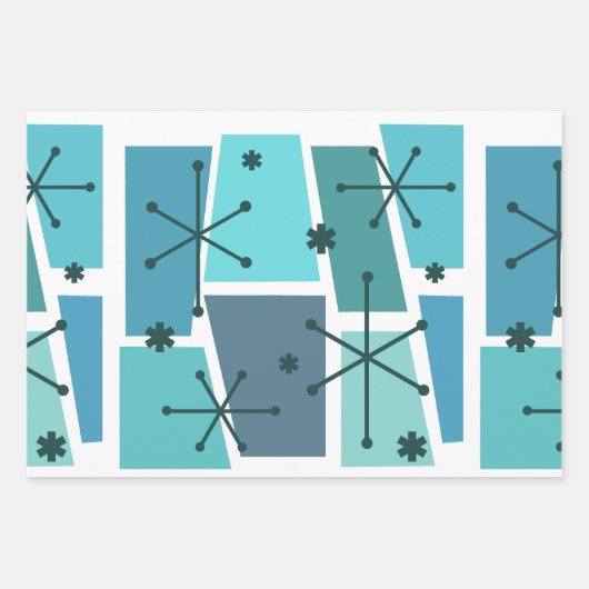 Atomzeitalter Pop Türkis Geschenkpapier Set (Vorderseite 2)