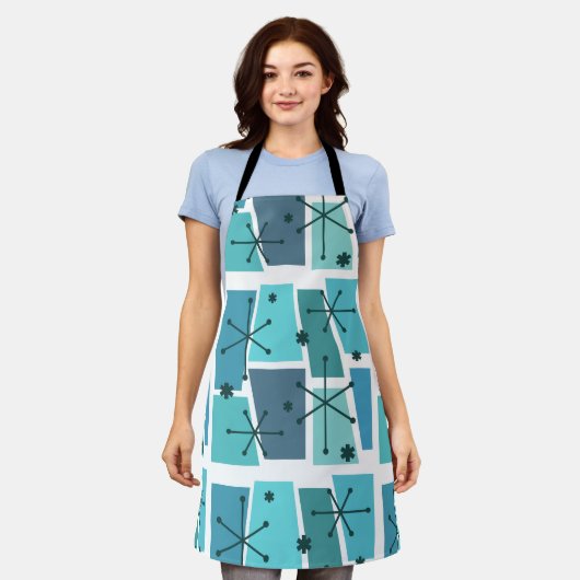 Atomzeitalter Pop Türkis Schürze (Getragen)