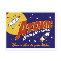 Atomzeitalter-Postkarte: Atom-Geschirrspülmittel