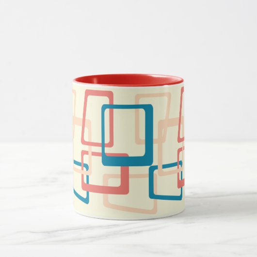 Atomzeitalter Rechtecke Blau, Korallen Tasse (Zentrum)