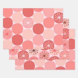 Atomzeitalter Retro Dots Midjahrhundert Mod Blush  Geschenkpapier Set
