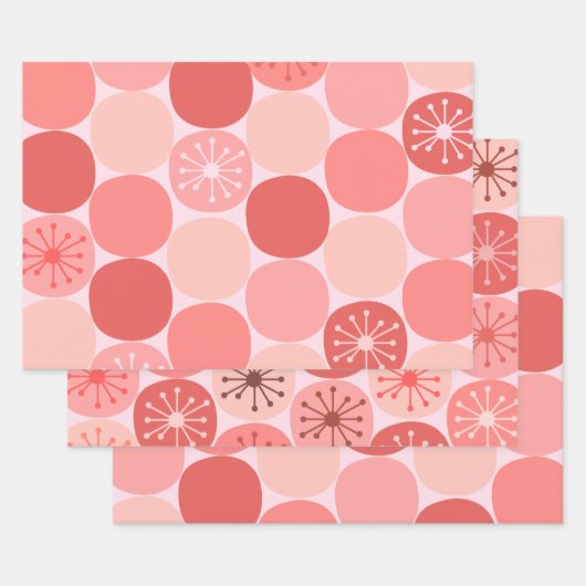 Atomzeitalter Retro Dots Midjahrhundert Mod Blush Geschenkpapier Set (Set)