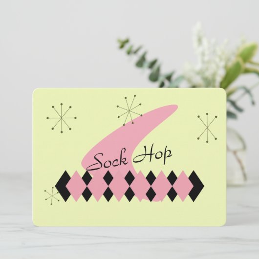 Atomzeitalter-Retro Einladung (Stehend Vorderseite)