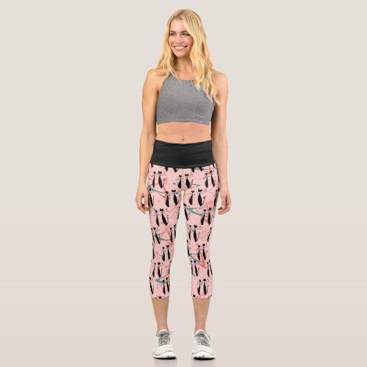 Atomzeitalter Retro Mittelalter Moderne Coole Katz Capri Leggings (Vorderseite)