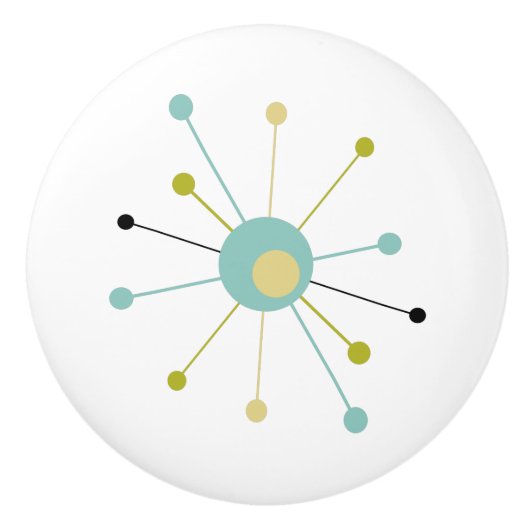 Atomzeitalter Sternexplosion Mitte Jahrhundert Mod Keramikknauf (Vorderseite)