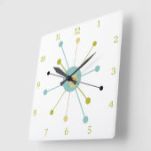 Atomzeitalter Sternexplosion Mitte Jahrhundert Mod Quadratische Wanduhr (Winkel)