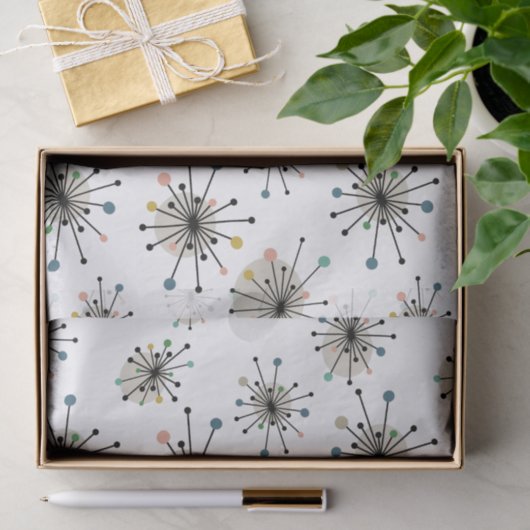 Atomzeitalter Sternexplosion Retro Mitte Jahrhunde Seidenpapier (Geschenk)