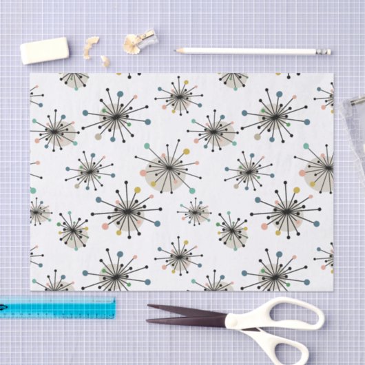 Atomzeitalter Sternexplosion Retro Mitte Jahrhunde Seidenpapier (Handwerk)