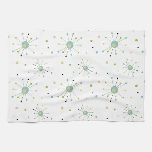 Atomzeitalter Sternexplosion und Dots Moderne Mitt Geschirrtuch (Horizontal)