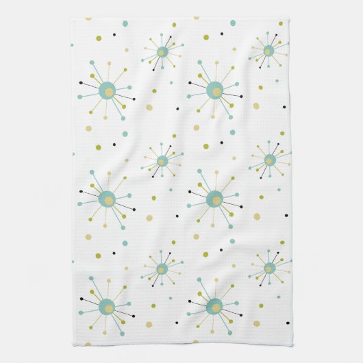 Atomzeitalter Sternexplosion und Dots Moderne Mitt Geschirrtuch (Vertikal)