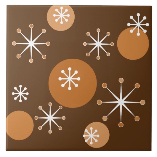 Atomzeitalter Sternexplosionen Burnt Orange Fliese (Vorderseite)