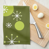 Atomzeitalter Sternexplosionen Olive Green Geschirrtuch (Viertel Falte)