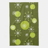 Atomzeitalter Sternexplosionen Olive Green Geschirrtuch (Vertikal)