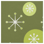 Atomzeitalter Sternexplosionen Olive Green Stoff (Nahaufnahme)