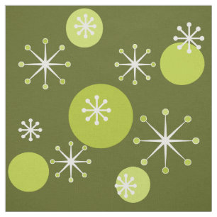 Atomzeitalter Sternexplosionen Olive Green Stoff