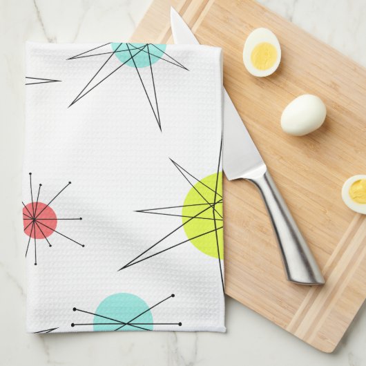 Atomzeitfarbenfrohe Planeten Geschirrtuch (Viertel Falte)