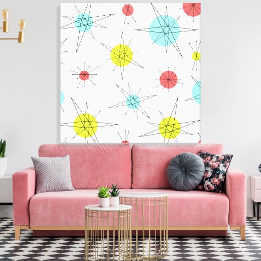 Atomzeitfarbenfrohe Planeten Leinwanddruck (Insitu (Wohnzimmer))